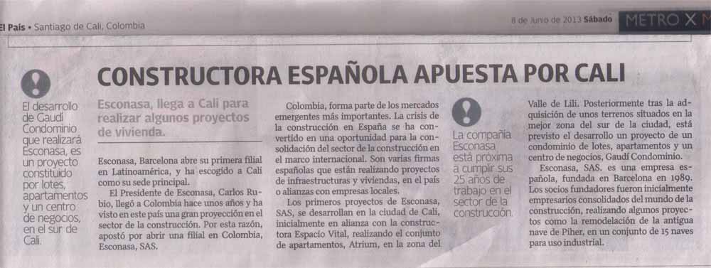 Constructora Española Apuesta por Cali